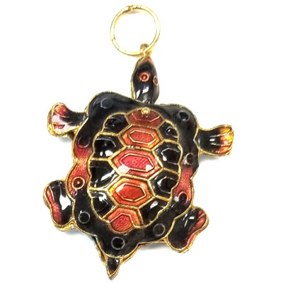 ENAMEL TURTLE 32X40MM BLACK